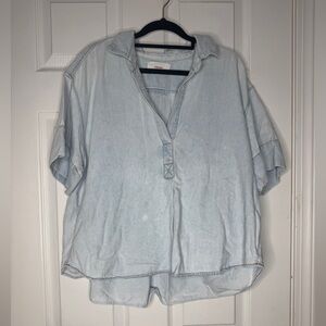 XIRENA short sleeve denim chambray top size s coastal